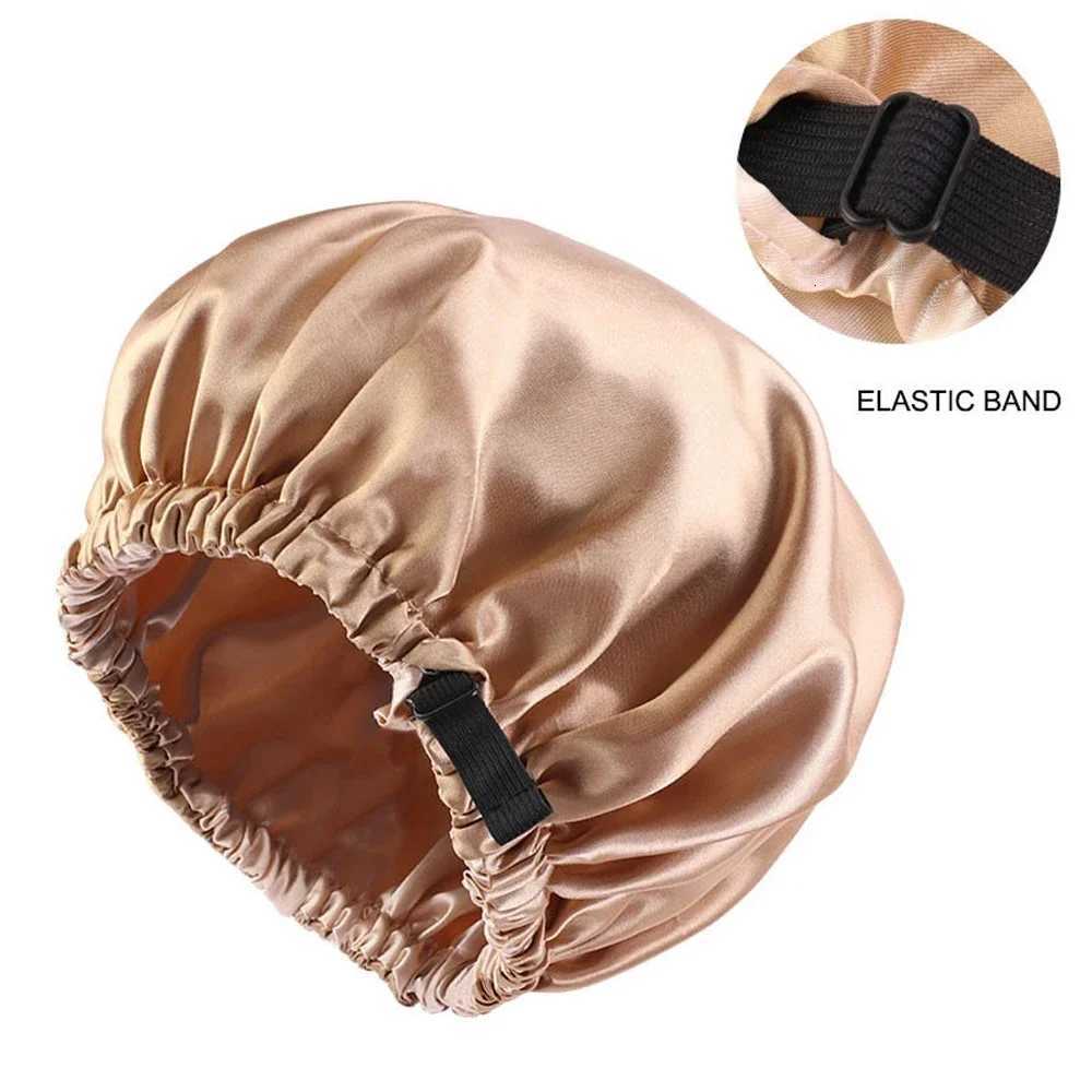 New Satin Hair Cap For Sleeping Invisible Flat Imitation Silk Round Haircare Women Headwear Ceremony Adjusting Button Night Hat XJ250812
