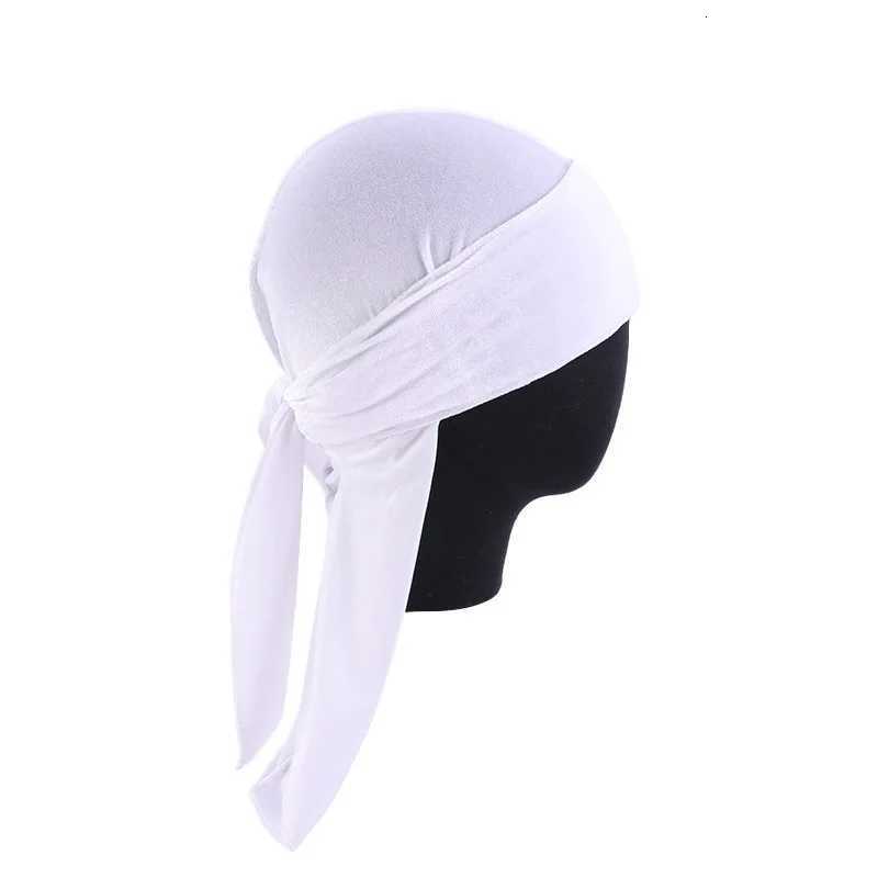 New Unisex Velvet Durags Bandana Turban Hat for Men and Women Breathable Long Tail Pirate Hats Cap Hip Hop Headband XJ250812