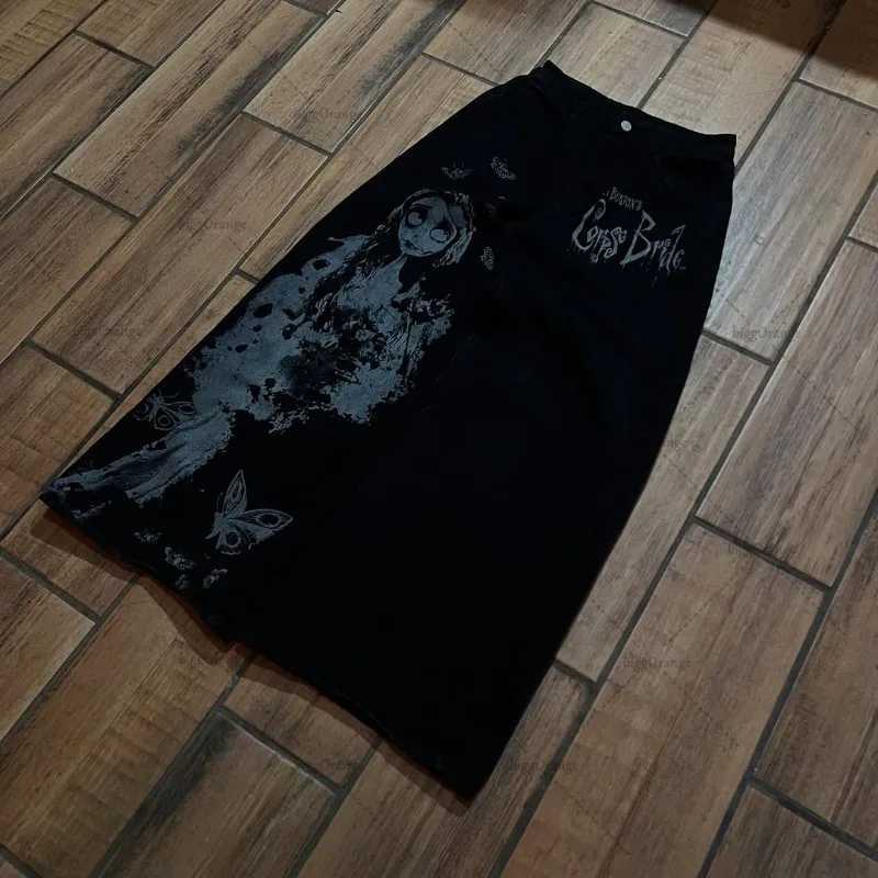 Goth Retro Street Clothing Men Loose American Casual Oversized Straight Wide-leg Pants Dark Harajuku Oversized Jeans Women W250812