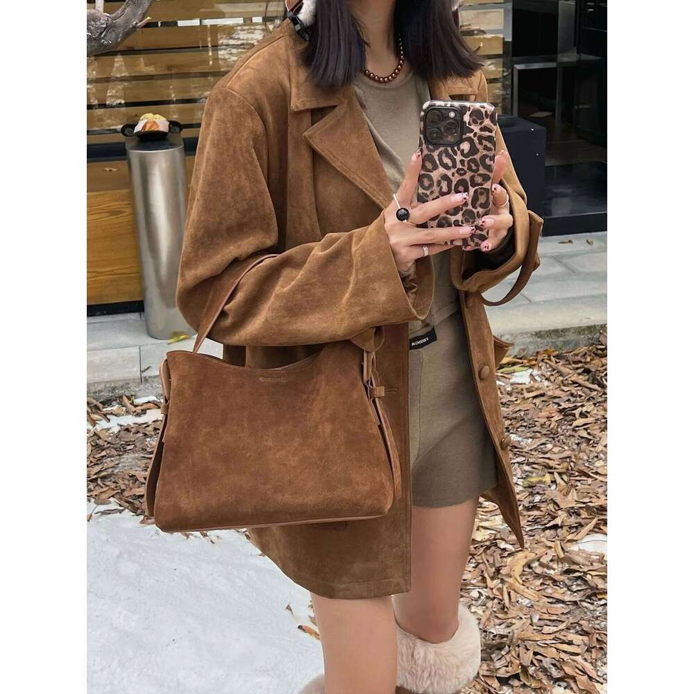 Nubuck cowhide fashion handbag high-quality tote large capacity commuter shoulder crossbody bag
