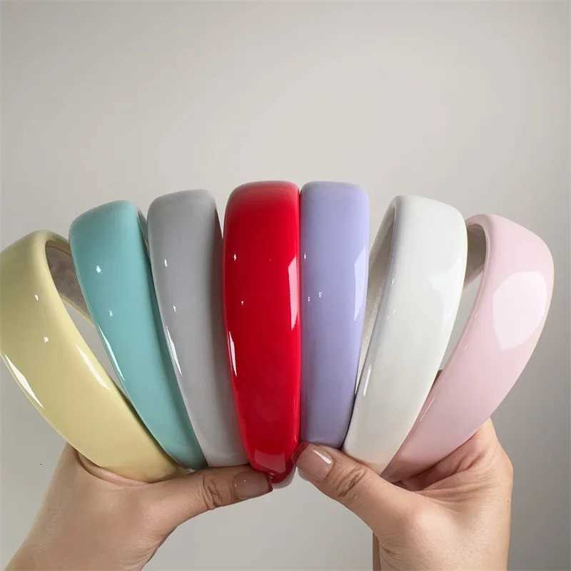 Summer Dopamine Candy Color Glossy Patent Leather Sponge Wide Bands for Women Girls Sweet Hair Hoop Fem Retro Dress X250812