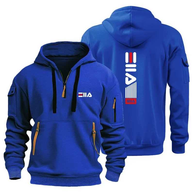 Mens outdoor long-sleeved hooded sweatshirt with zipper sporty casual and fitness pullover for autumn and winter 2025 Y250811