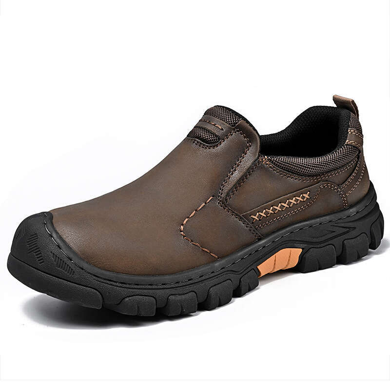 Thick Sole Wear-Resistant Closed-Toe Outdoor Hiking Work Casual Men's Leather Shoes