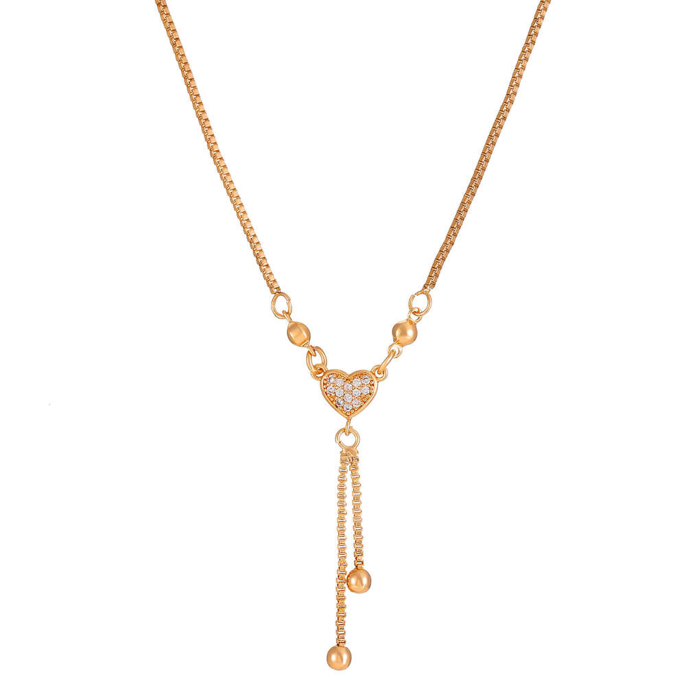 Full Dia Heart Necklace Fashionable Temperament Butterfly Tassel Heart-shaped Collarbone Internet Celebrity Sweater Chain