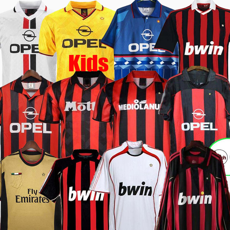 Retrio Maldini soccer jerseys 02 03 04 05 06 07 09 10 11 12 13 14 15 16 AC KAKA MiLan IBRAHIMOVIC Van Basten Inzaghi Gullit NESTA SEEDORF WEAH BAGGIO Retro football shirt