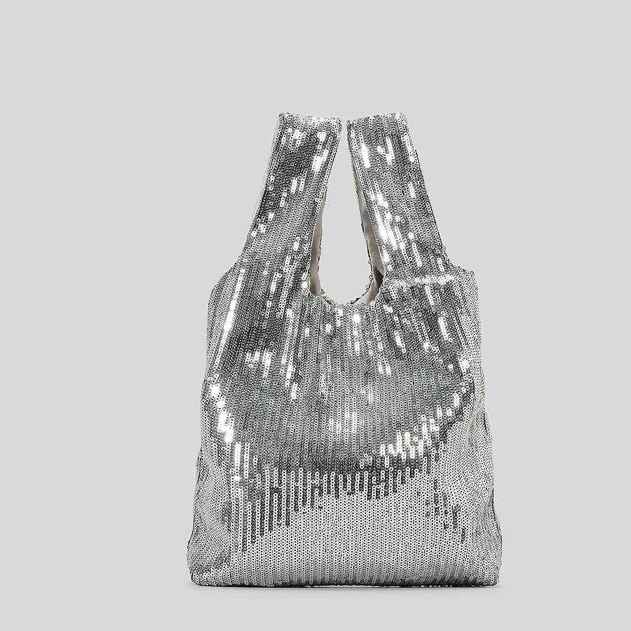 Fashion Sequins Women Handbags Shinny Tote Bling Evening Party Purses Minimalist Vest Design Hand Bags 2024