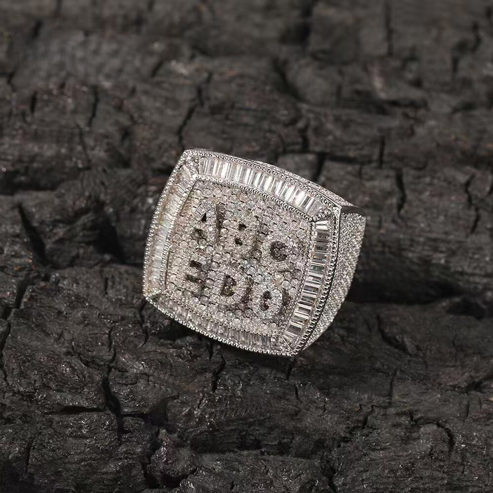2025 new diy Luxury Moissanite Diamond Iced Out Hip-hop Ring - Studded Custom Jewelry Fashion Jewelry Hip-hop Jewelry925 silver jewelry