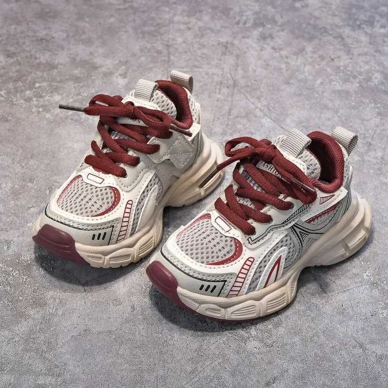 Boys Girls Sports Shoes Thick Soft Sole Children Sneakers Mesh Breathable 2025 New Fashion Kids Running Shoes for Students Trend XJ250812