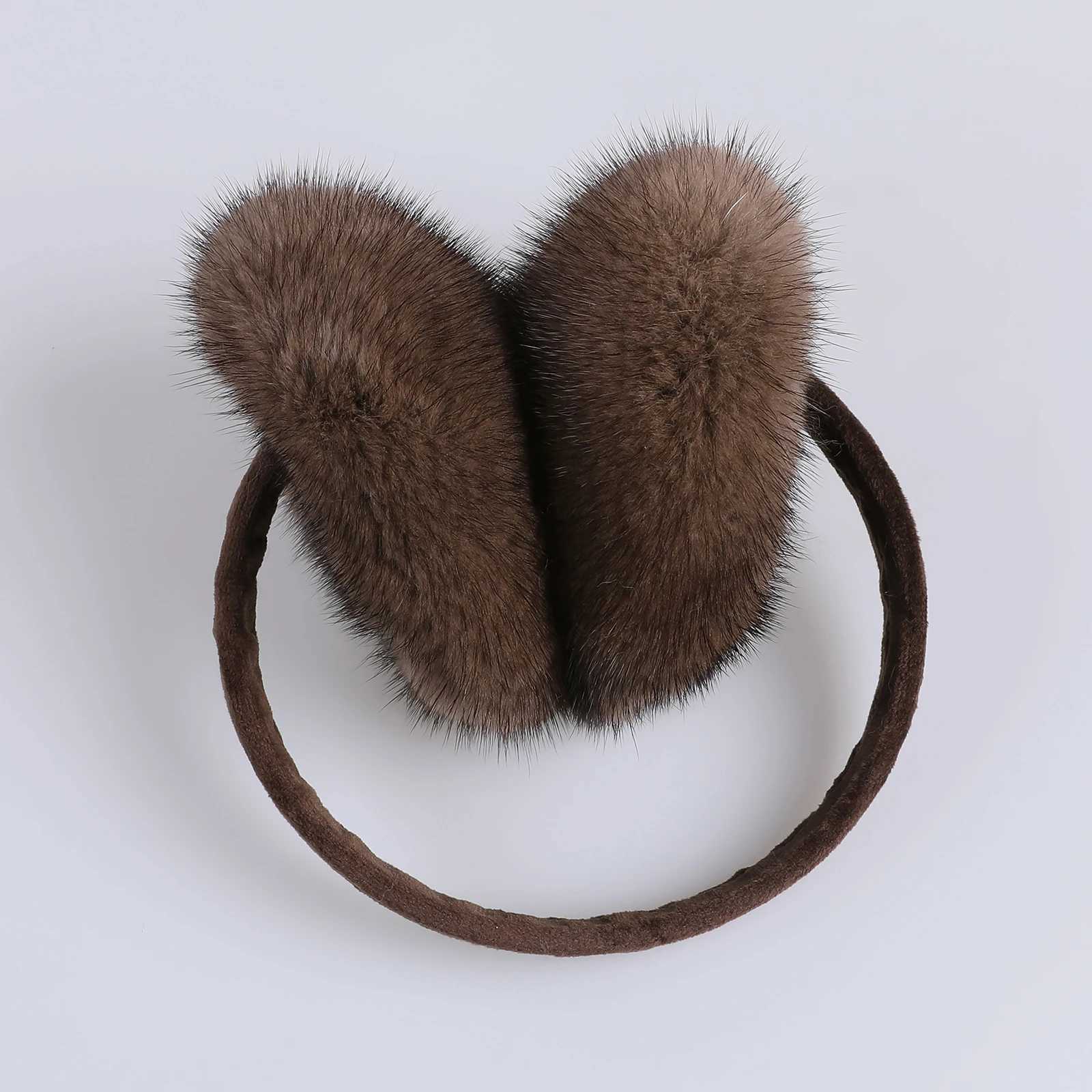 Boonjovia Unisex Real Mink Fur Earmuffs With Velvet Band Mens Womens Foldable Ear Warmer-Luxury Winter XJ250812