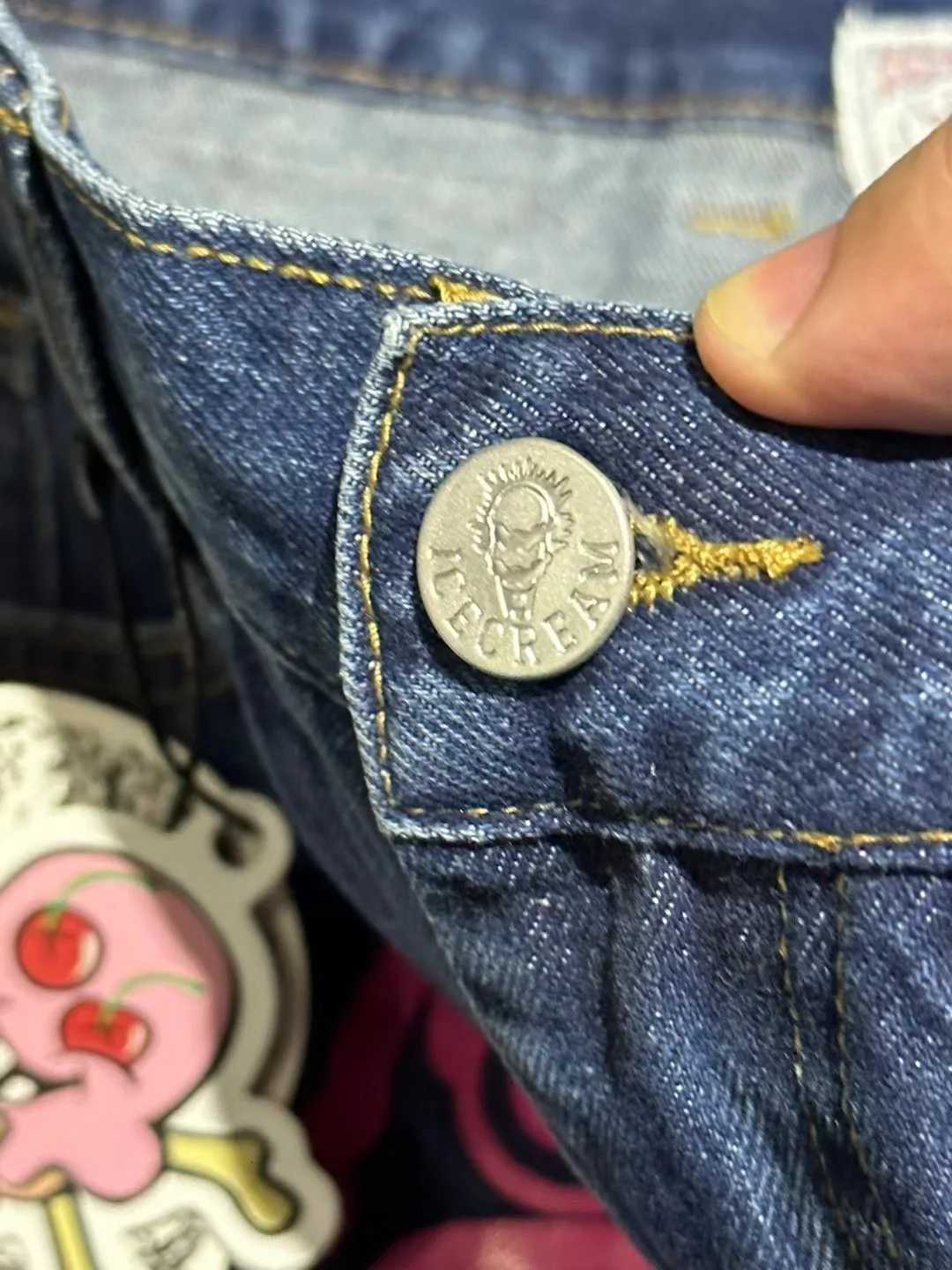 100% Cotton Fly Dog Printed Mens Straight Denim Pants Loose Fit YKK Zipper Casual Denim Jeans Pants Trousers X250812