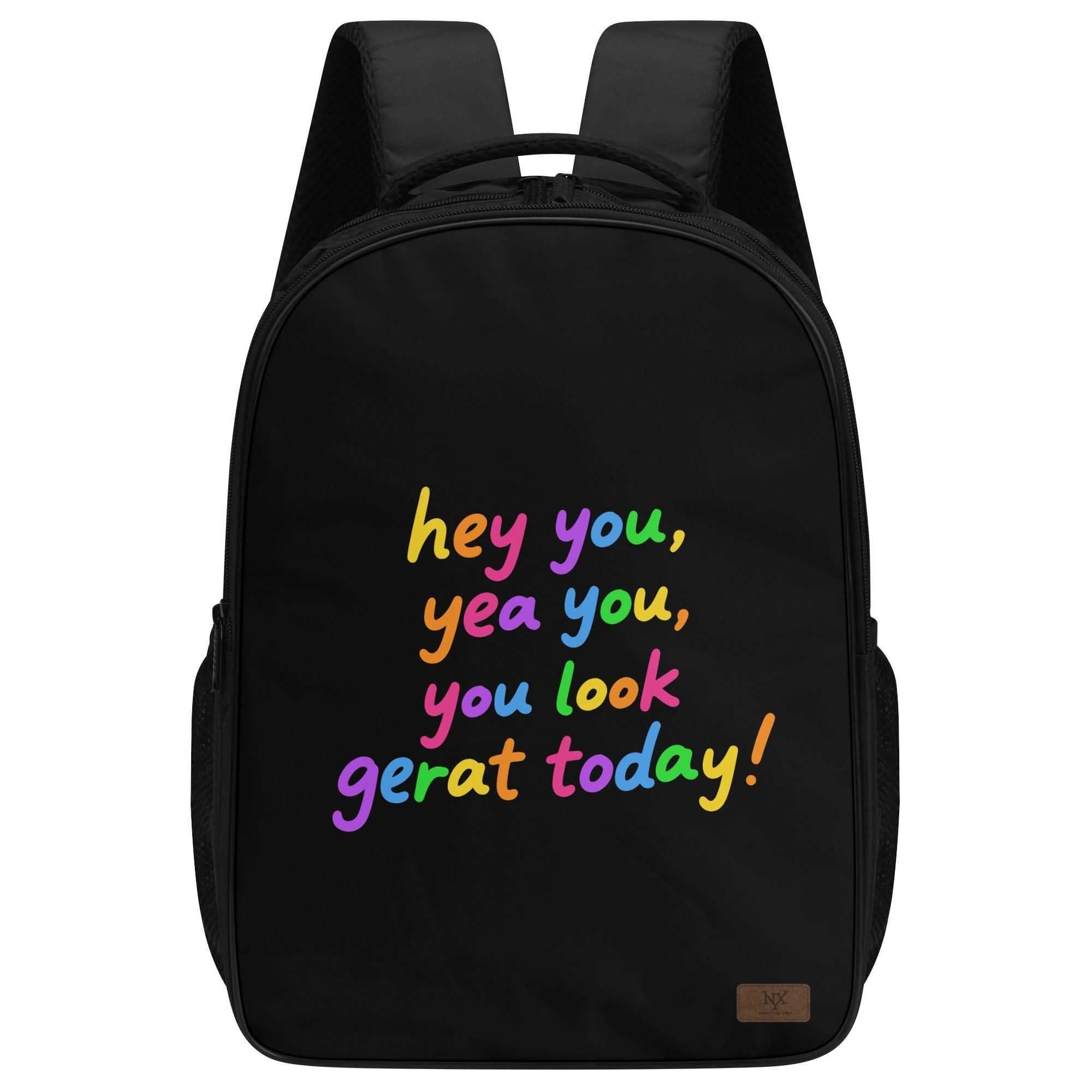NXY Black School Bag College Bookbag Rainbow Letter Laptop Computer Bag Travel Backpacks Hiking Camping Daypack For Men Boys Students