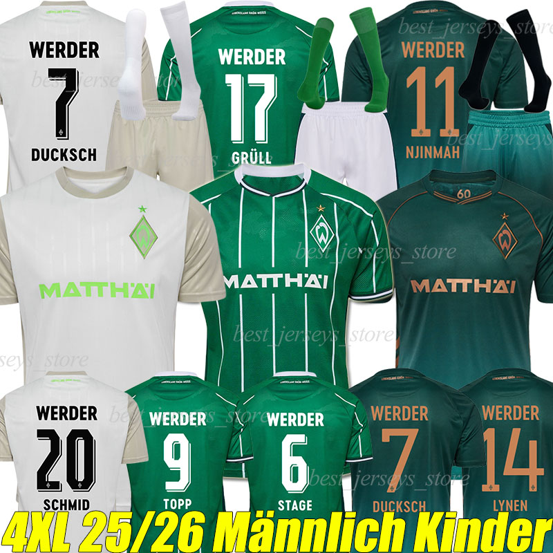 4XL 25/26 Werder Bremen Soccer Jerseys DUCKSCH GRULL NJINMAH KOWNACKI TOPP SCHMID STAGE LYNEN BITTENCOURT WEISER retro 1996 97 football shirt men kids Kits socks sets