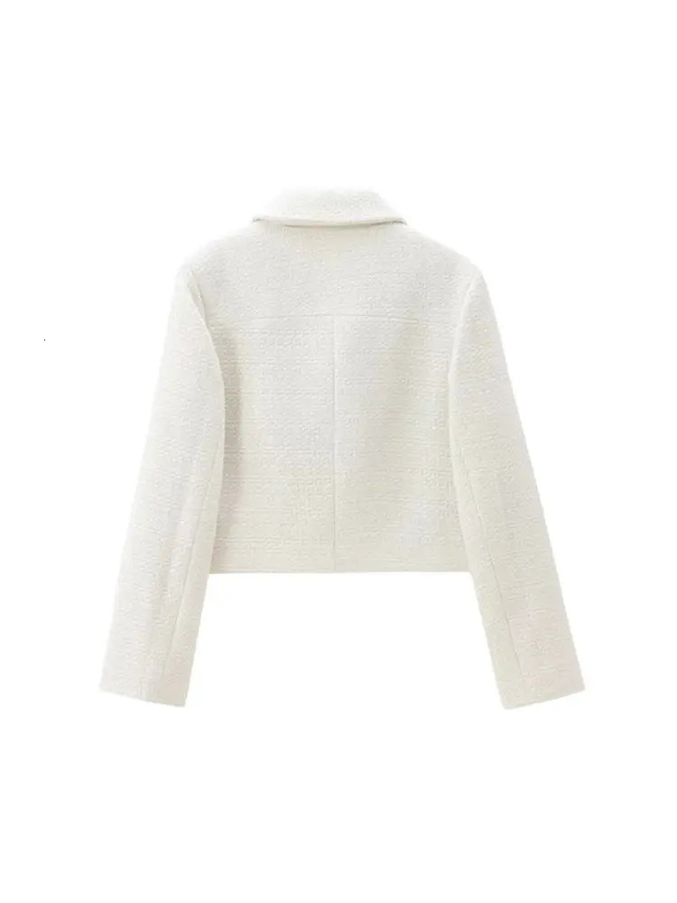 TRZA Women Fashion With Pockets Tweed Jacket Coat And High Waist Side Zipper Mini Skirt Female Two Piece Sets Mujer 250811