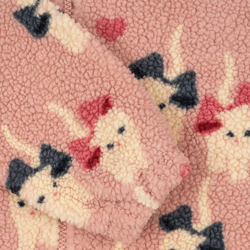 Autumn Winter Konges Slojd Childrens Jacket Boys Polar Fleece Cottonpadded Clothes Girls Pink Swan Printing Coat 250812