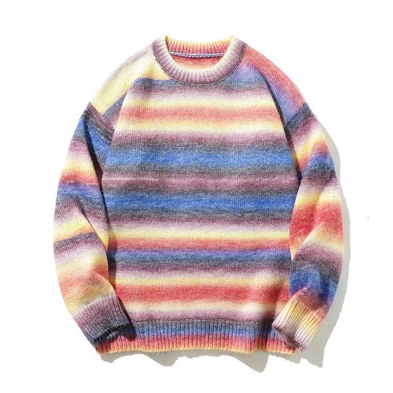 Colorful Stripes Sweaters Men Regular Fit Long Sleeve Graphic Pullovers Soft Comfortable Crewneck Knit Sweaters Male X250812