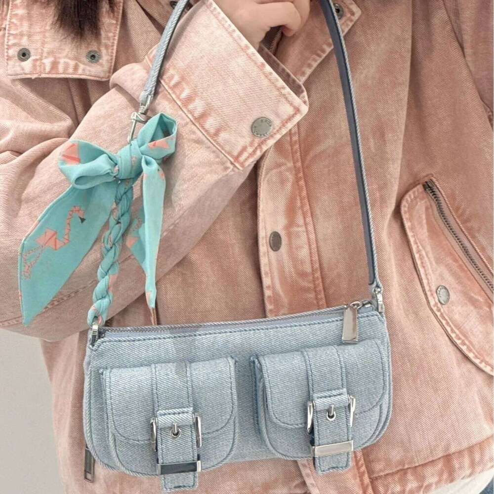 FIRMRANCH Retro Motorcycle Style Spicy Girl One Shoulder Underarm Bag Pink Canvas Design Purse