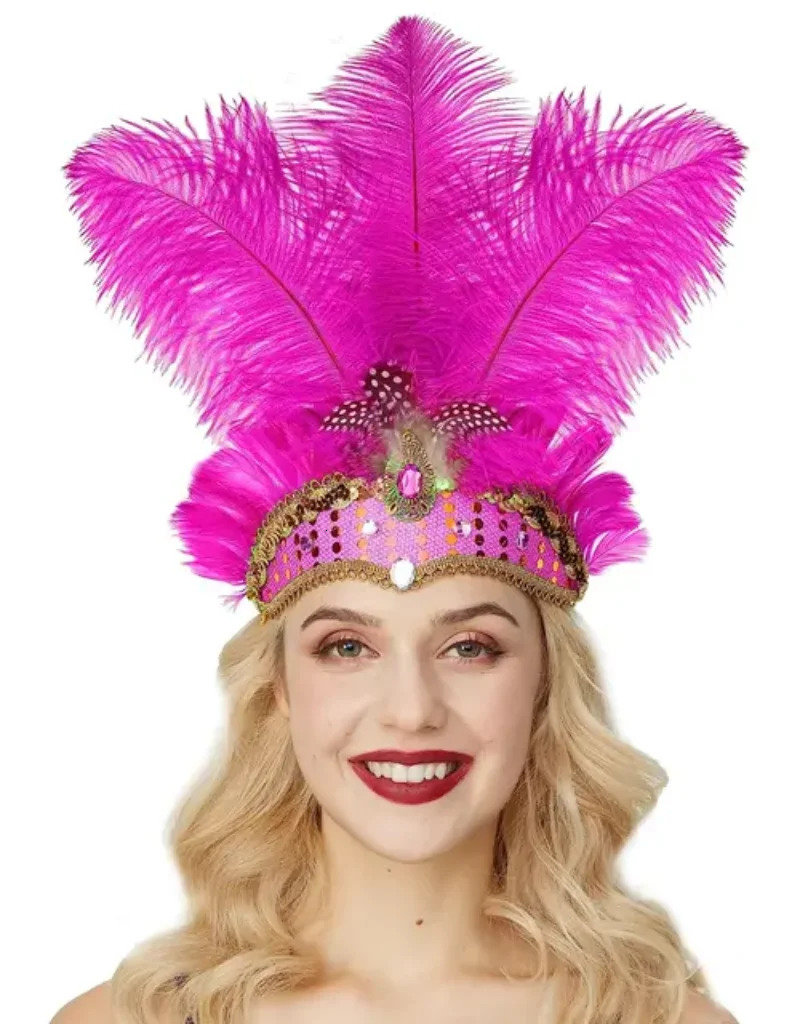 Carnival Crystal Crown Feather Headpieces Feather Headdress Mardi Gras Accessories 1920s Flapper Halloween Headband for Women 250805