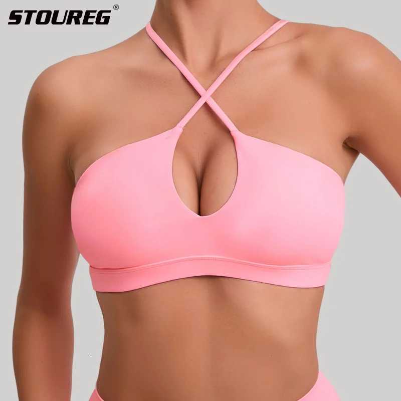 STOUREG Beautiful Back Sports Bra for Women Gym Bra Cross Back Running Sports Top Breathable Fitness Padded Sportswear Z250812