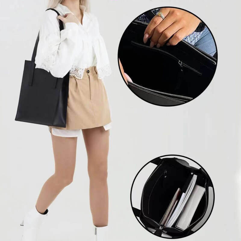 Spring Summer Large Capacity Zipper Tote Single Shoulder Women's Handbag Commuter Document Bag B5