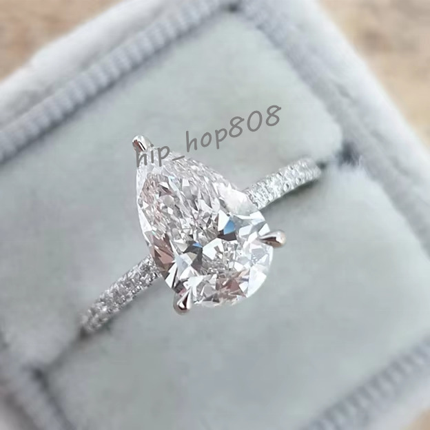 Speedin Fine Jewelry Custom Wholesale 925 Sterling Silver Pear Shaped Huge Diamond Moissanite Engagement Ring