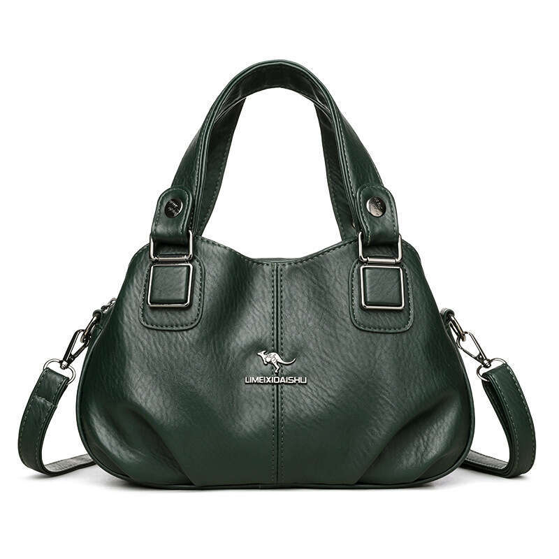 Oil Wax Leather Handbag Large Capacity Kangaroo Crossbody Commuter Women's Shoulder Bag