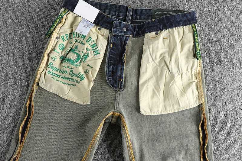 Waist Embroidery Denim Jeans for Men Dark Blue Washed Slim Fit Straight Pants Autumn Youth Male Cityboys American Vintage Casual X250812