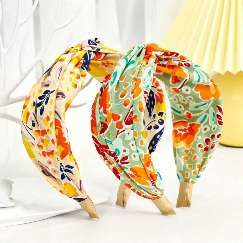 New Fashion Wen Hairband Print Wide Band Cross Knot Turban Flower Hair Hoop Bands Bezel Girls Hair Accessories Dress X250812