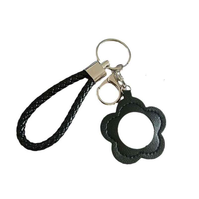 Creative PU Flower Small Mirror Keychain Portable Lipstick Bag Makeup Mirror Ins Cute Bag Pendant 250726