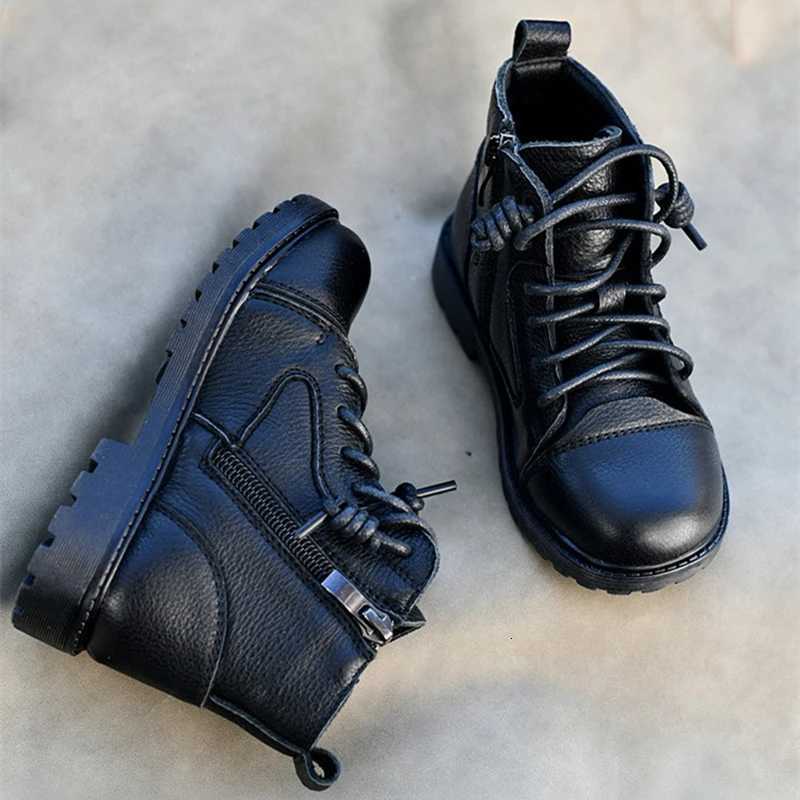 New Cowhide Boys Ankle Boots Genuine Leather Spring Winter Kids Shoes Baby Girls Snow Boots Non-slip Childrens Shoes XJ250812