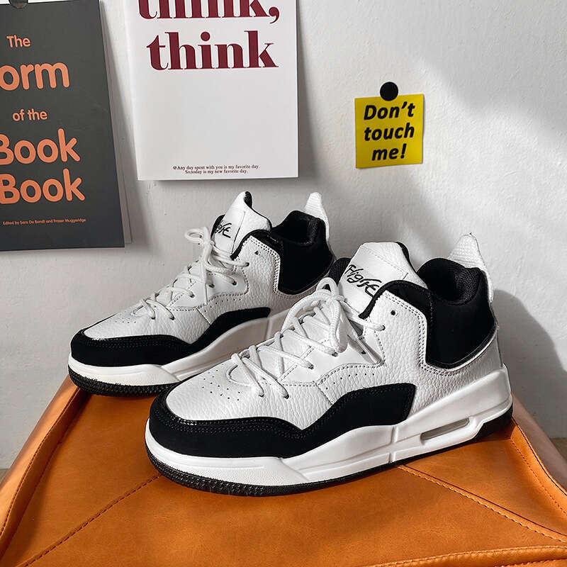 Men's Basketball Trendy Real Air Cushion Chinese Style Sports Shoes Couple Free shipping Cold Bond Leather White Sneakers