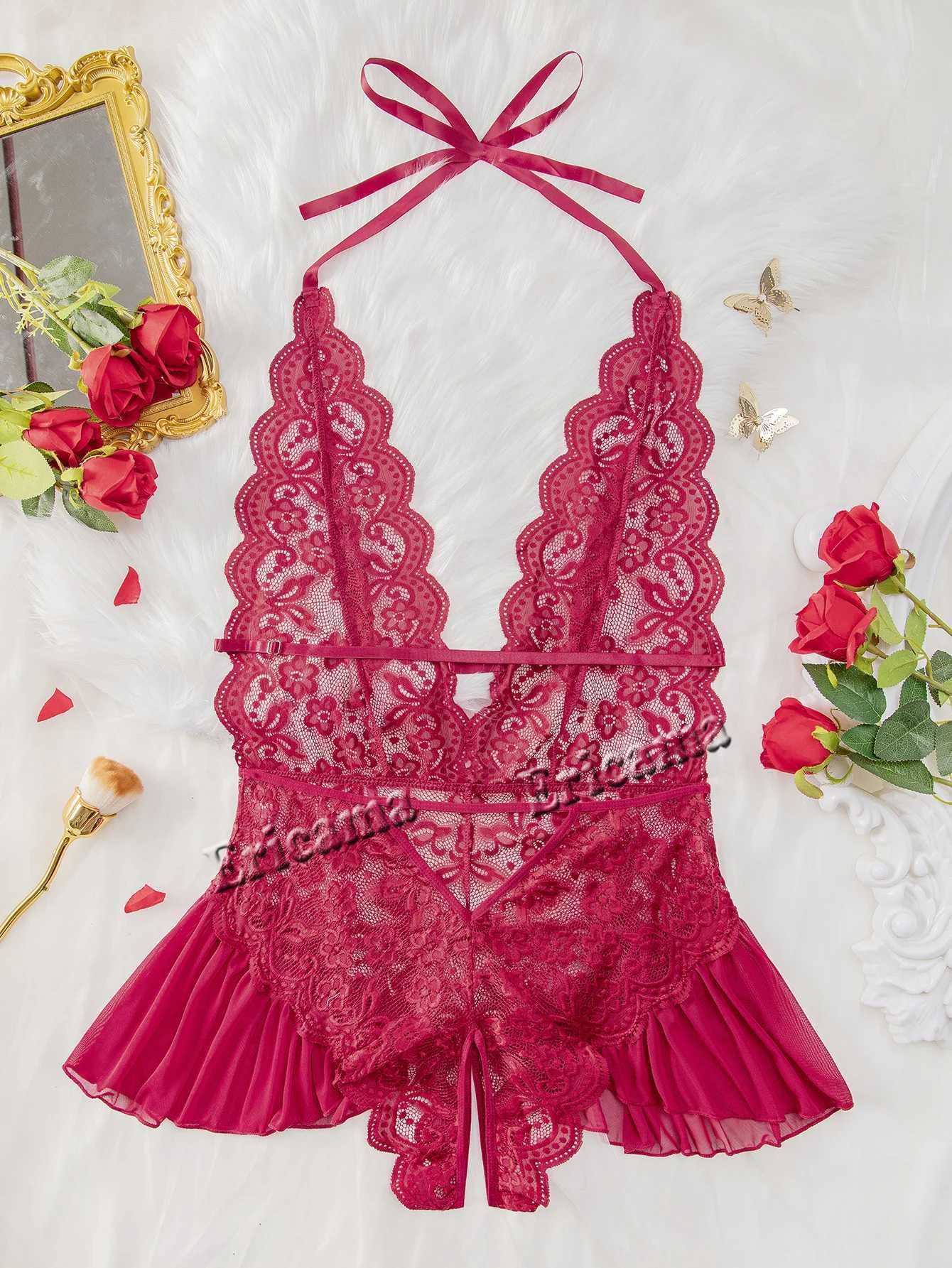 Push Up Womens Hollow Erotic Lingerie Set Lace Transparent Underwear Slim Fit Erotic Bra Set Lace Sexy Fashion Sleepwear DressXJ250812