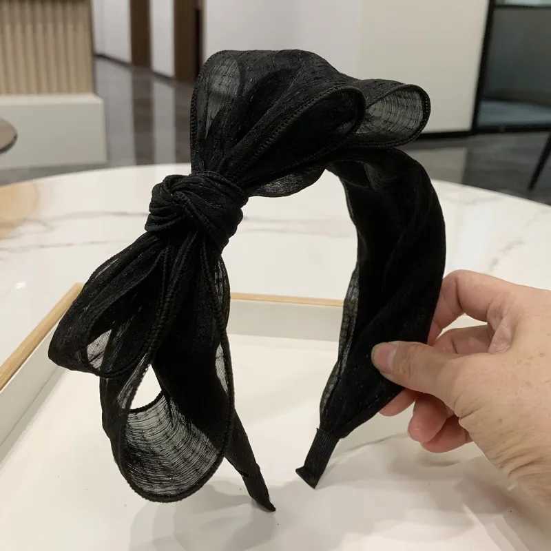 1pc Korean version bow hair band with teeth anti-slip pressure simple hair band lace mesh band X250812