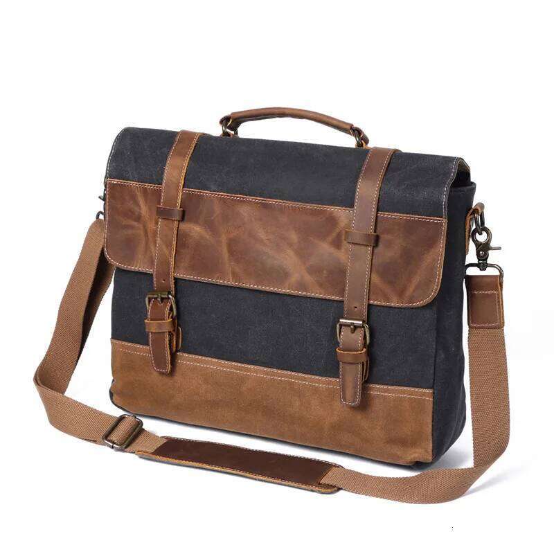 Handbags Unisex Man Men's Retro Canvas Leather Briefcase Bag Business Handbag Messenger Laptop Shoulder Bag For Men 2021