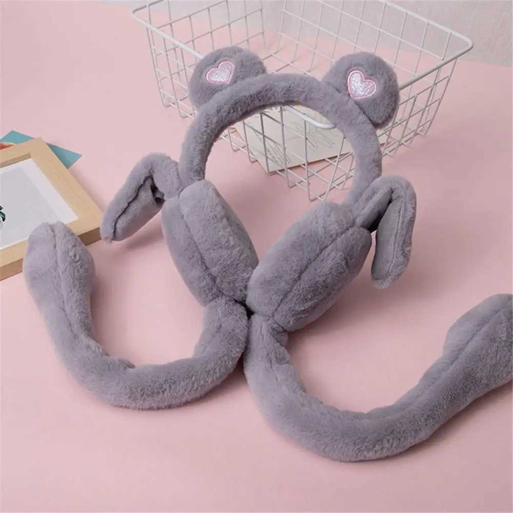 ute Moving Jumping Ears Winter Warm Earmuffs Heart Bear Airbag Plush Ear Muffs Outdoor Ear Covers for Ladies Girls XJ250812