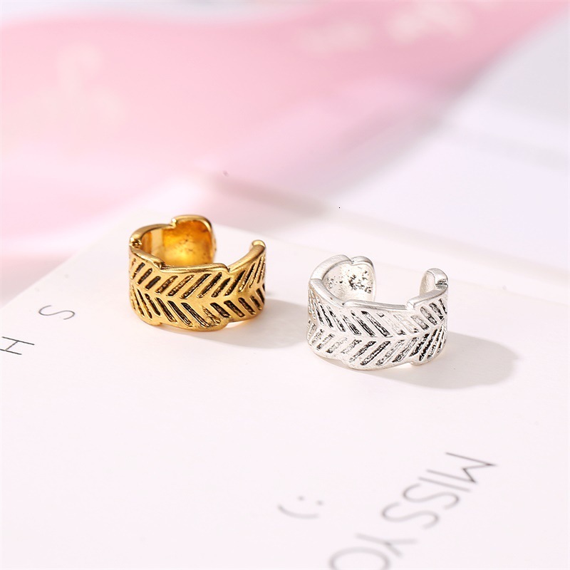 Bohemian Earrings Simple Non-Pierced Cuff Ethnic Style Leaf Clip Ear Buckle