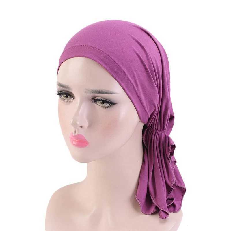 Elastic Modal Cotton Stretch Bandana Hat Women Chemo Hair Cover Women Muslim Ramadan Turban Hijab Bonnets XJ250812