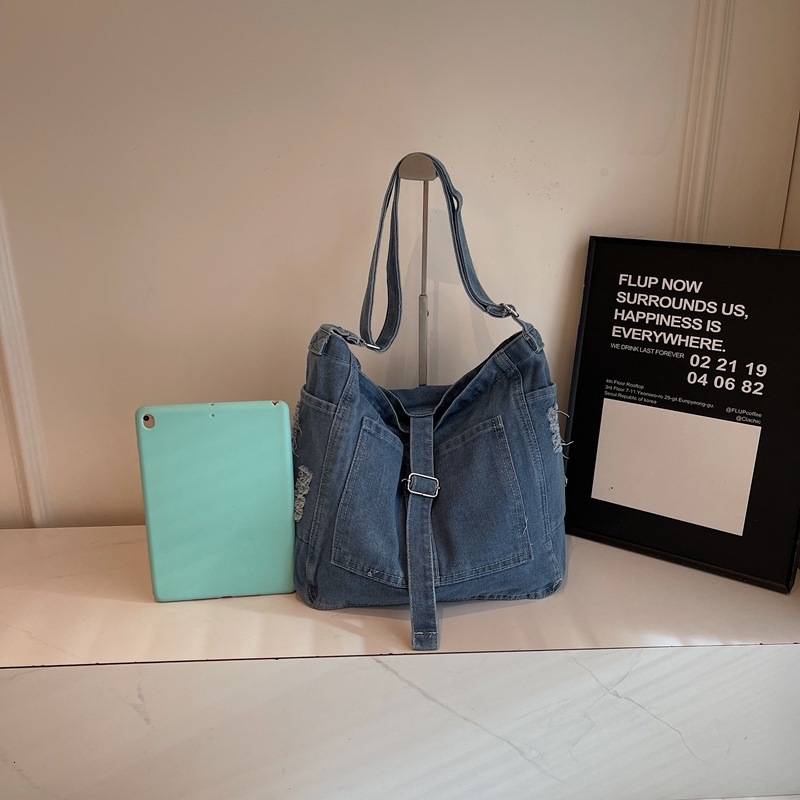 New Lazy Denim Crossbody Shoulder Fashionable Large Capacity Versatile Underarm Bag