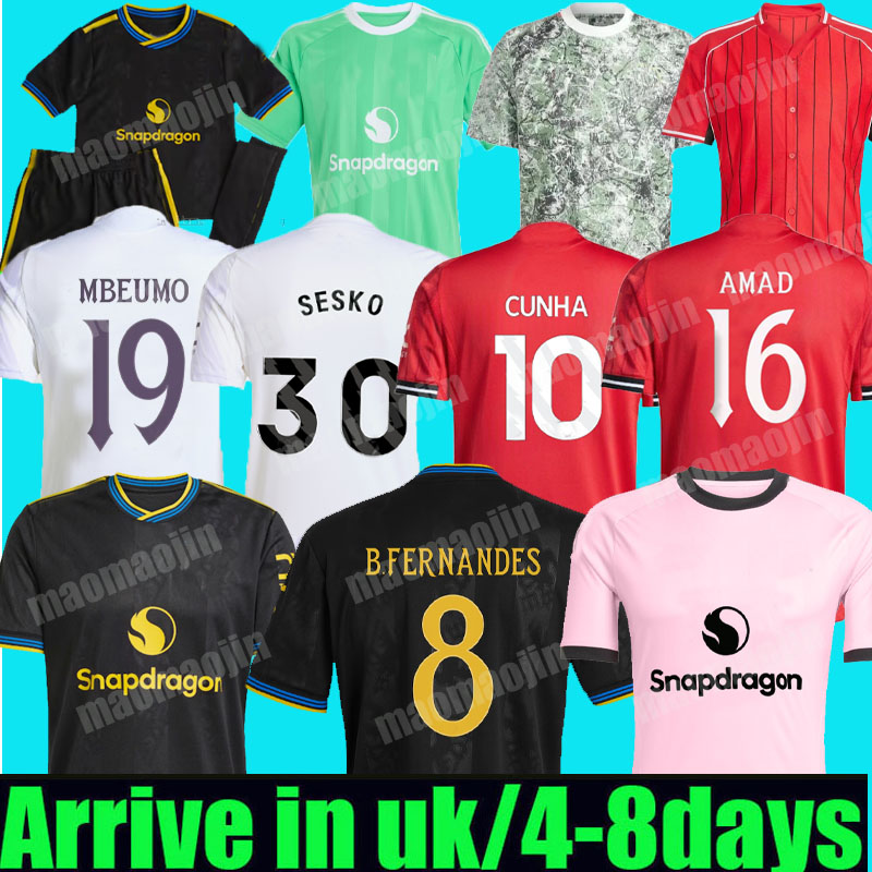 25 26 Sesko Zirkzee Cunha MBEUMO soccer jerseys unted b. fernandes AMAD football shirt 2025 men kids kit casemiro onana yoro fans player version garnacho Hojlund HOME