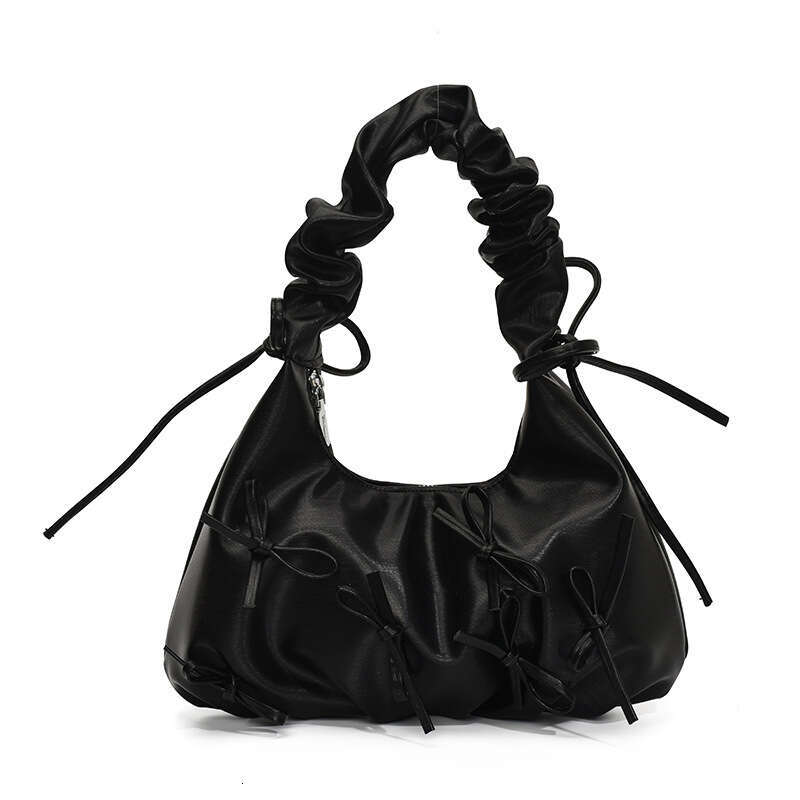 Cool Style Sweet Bowknot Underarm for Women 2025 New Versatile Casual Commuter Niche Ruched Design Cloud Bag