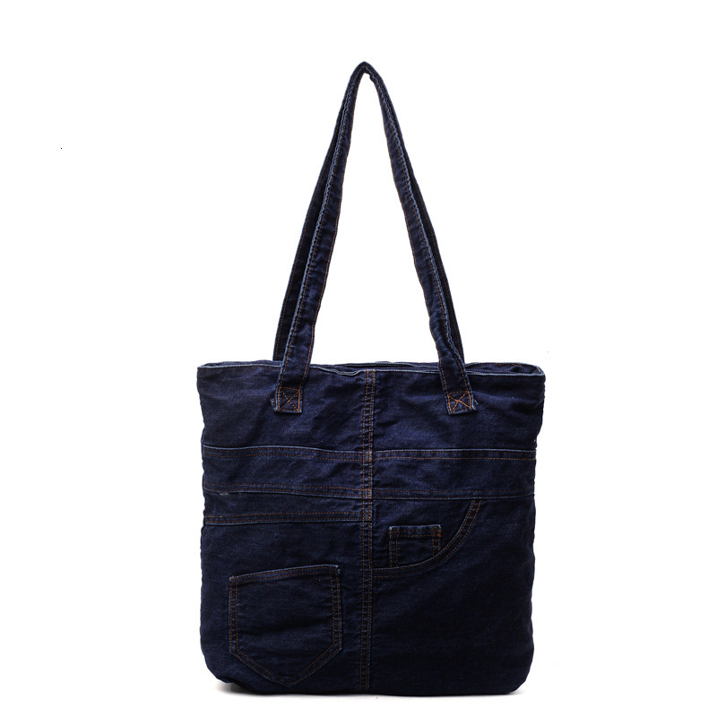 Denim for Women New Fashion Versatile Single Shoulder Crossbody Patchwork Commuter Tote Bag