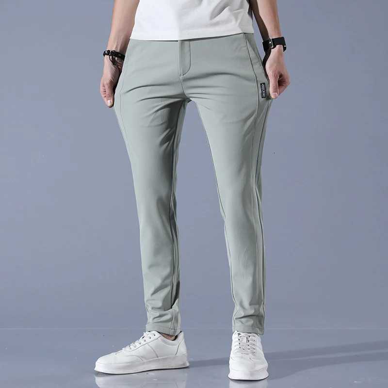 2025 Spring Summer Mens Ice Silk Golf Casual Slim Straight Thin Trousers Male Fashion Stretch Breathable Jogging 28-38 W250812