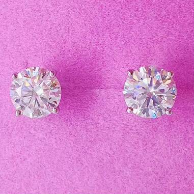 Wholesale Price 6.5mm 2ct Earrings 925 Sterling Silver Pass Tester Vvs Moissanite Diamond Stud Earrings