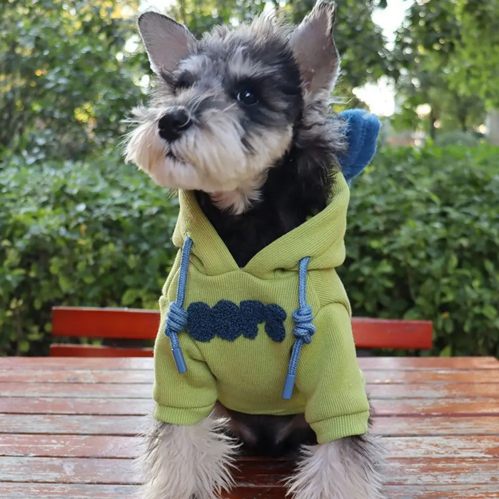 Letter Print Dog Hooded Sweatshirt Warm Soft Dog Sweatshirt Clothes Adjustable Cotton/Polyester Puppy Jumpsuit for Dogs Cats 250806