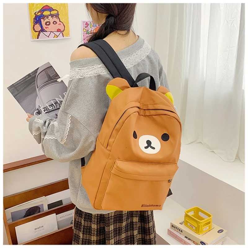 MINISO Rilakkum Backpack Anime Student School Shoulder Bag Kids Cute Travel Backpack Children Birthday Gift W250812
