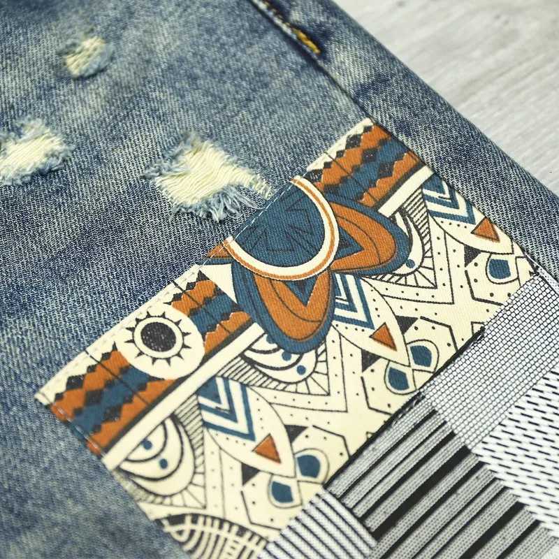 2024 New Ripped Distressed Jeans Mens Streetwear Patchwork Fashion Hole Hip-hop Baggy Casual Harem Retro Denim Trousers Male X250812
