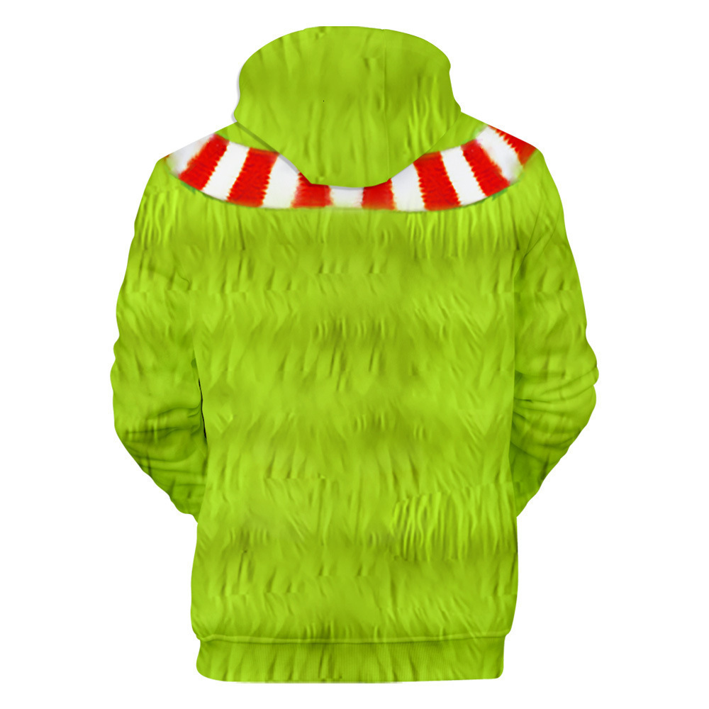 New Green Furry Monster Grinch 3D Digital Print Hoodie for Men and Women