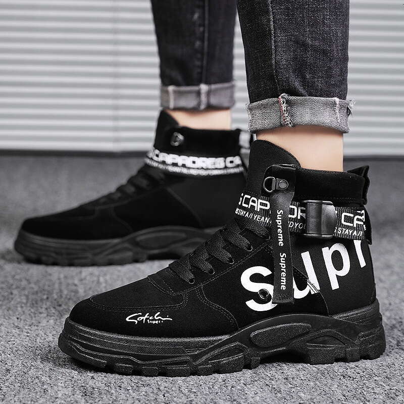 2024 New Spring Free shipping and Autumn Versatile Round Toe High-top Trendy Martin Military Boots Men's Shoes