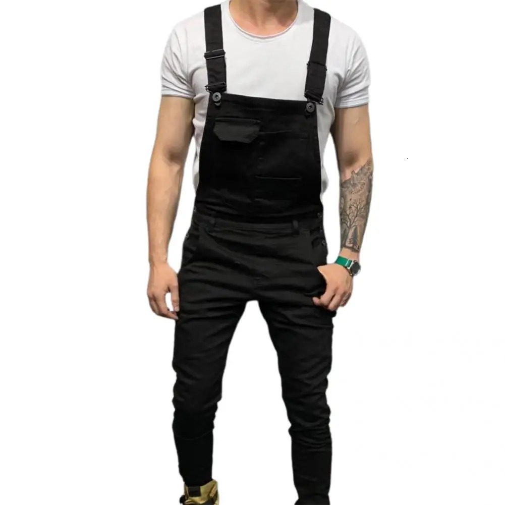 Streetwear Casual Full Length Mid Rise Cargo Jumpsuit Men Overalls for Daily Wear 250729