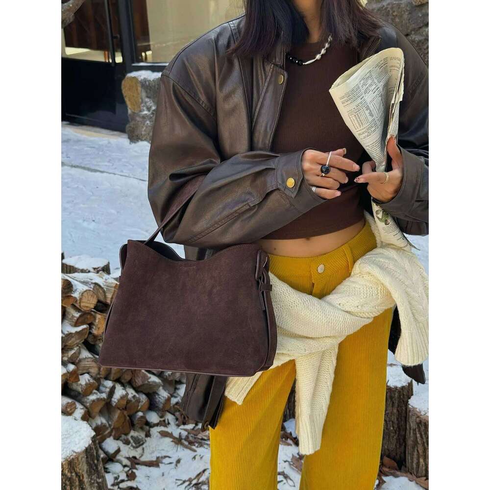 Nubuck cowhide fashion handbag high-quality tote large capacity commuter shoulder crossbody bag