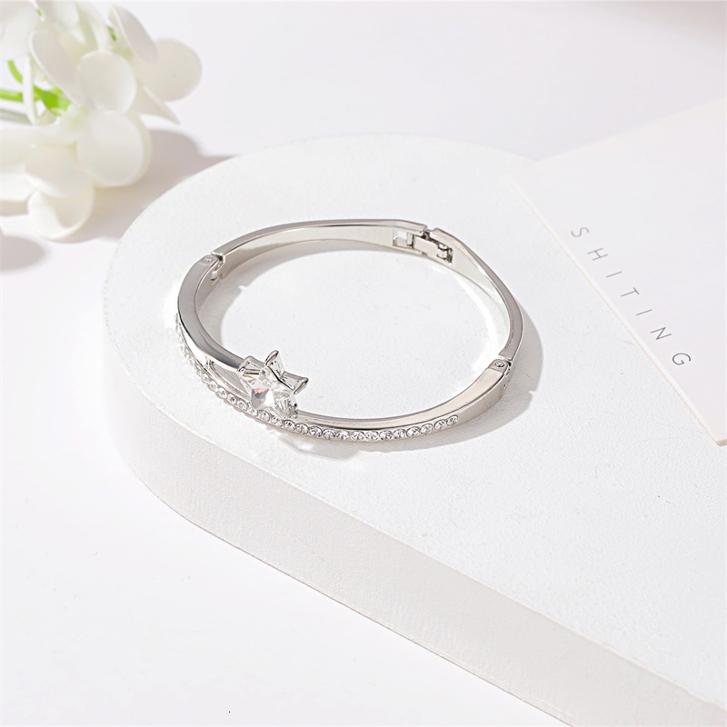 Korean Style Fresh Full Design Simple Five-Pointed Star Zircon For Women Student Best Friend Bracelet